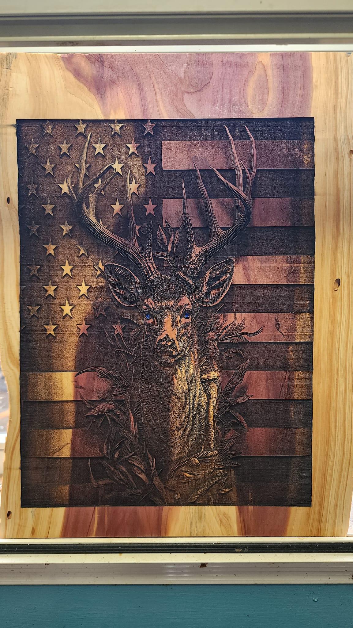 American Flag Deer sign